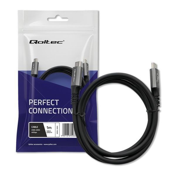 Qoltec USB-C-Kabel 50669 | 240W | 1m | 4K | Schwarz