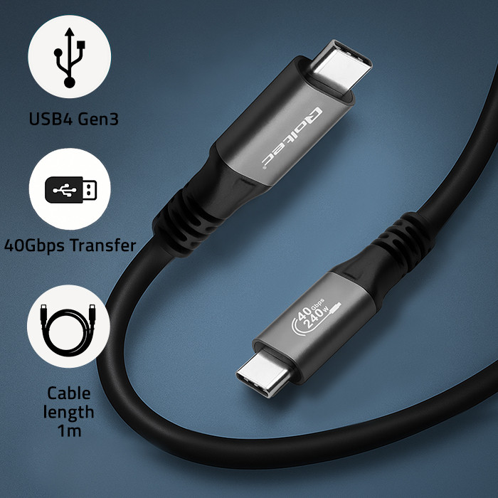 Qoltec USB-C-Kabel 50669 | 240W | 1m | 4K | Schwarz