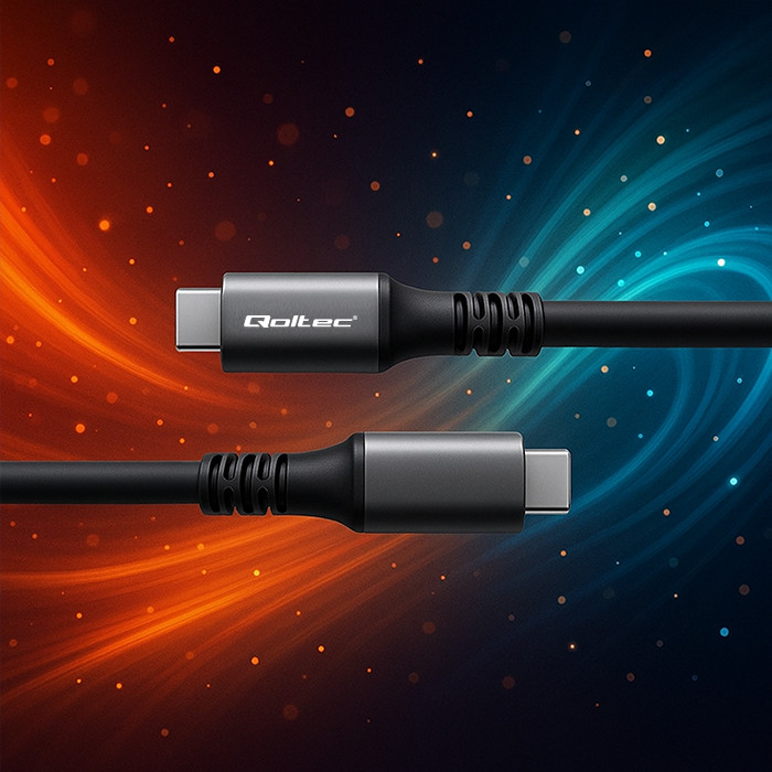 Qoltec USB-C-Kabel 50669 | 240W | 1m | 4K | Schwarz
