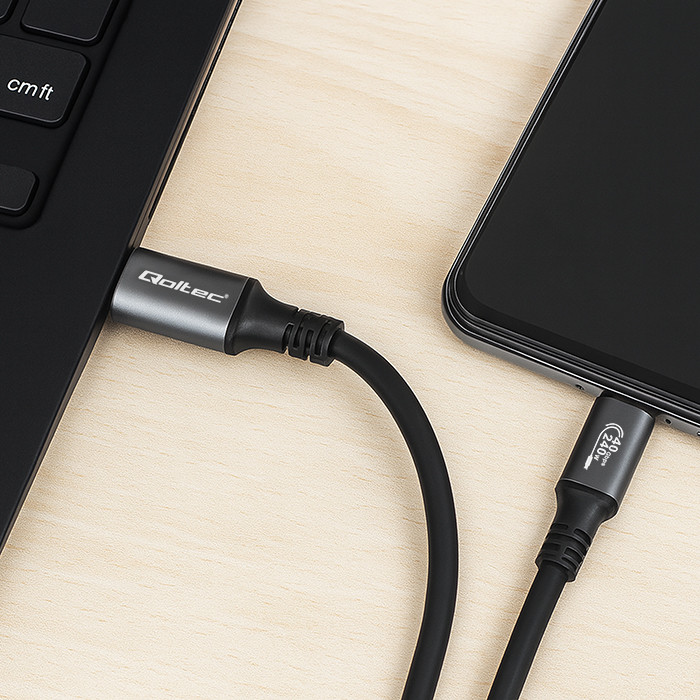 Qoltec USB-C-Kabel 50669 | 240W | 1m | 4K | Schwarz