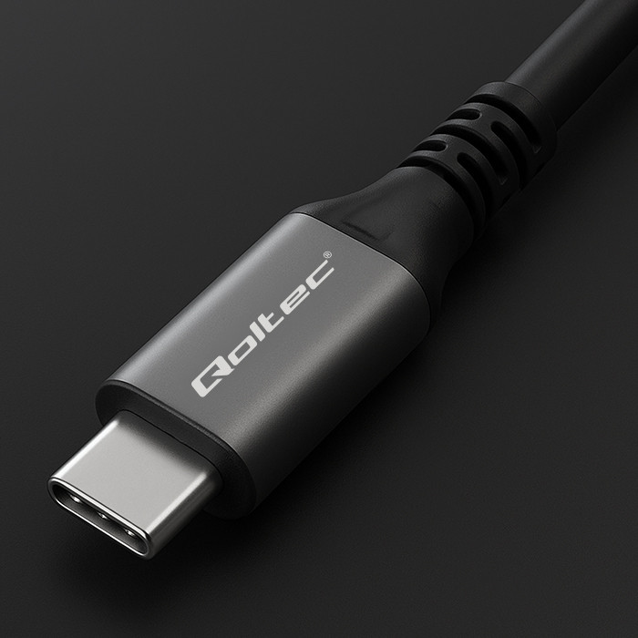 Qoltec USB-C-Kabel 50669 | 240W | 1m | 4K | Schwarz