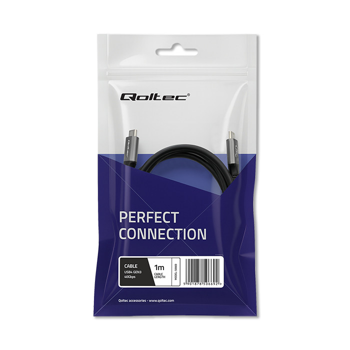 Qoltec USB-C-Kabel 50669 | 240W | 1m | 4K | Schwarz
