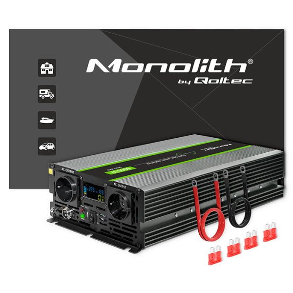 Qoltec Reiner-Sinus-Wechselrichter Monolith 51923 | 3000W | 6000W | 24V | 230V | LCD