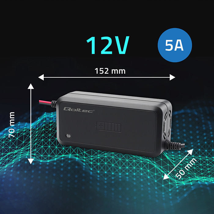 Qoltec Batterieladegerät mit Reparaturfunktion 52495 | 12V | 5A