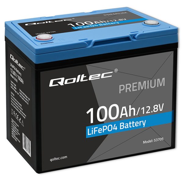 Qoltec LiFePO4 Lithium-Eisenphosphat-Batterie | 12.8V | 100Ah | 1280Wh | BMS