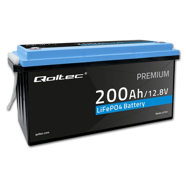 Qoltec LiFePO4 Lithium-Eisenphosphat-Batterie | 12.8V | 200Ah | 2560Wh | BMS