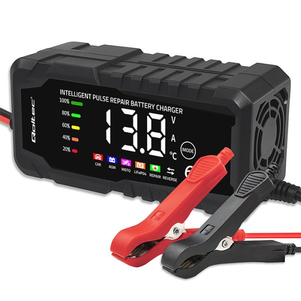 Qoltec Batterieladegerät mit Reparaturfunktion 52494 | 12V | 6A | LCD