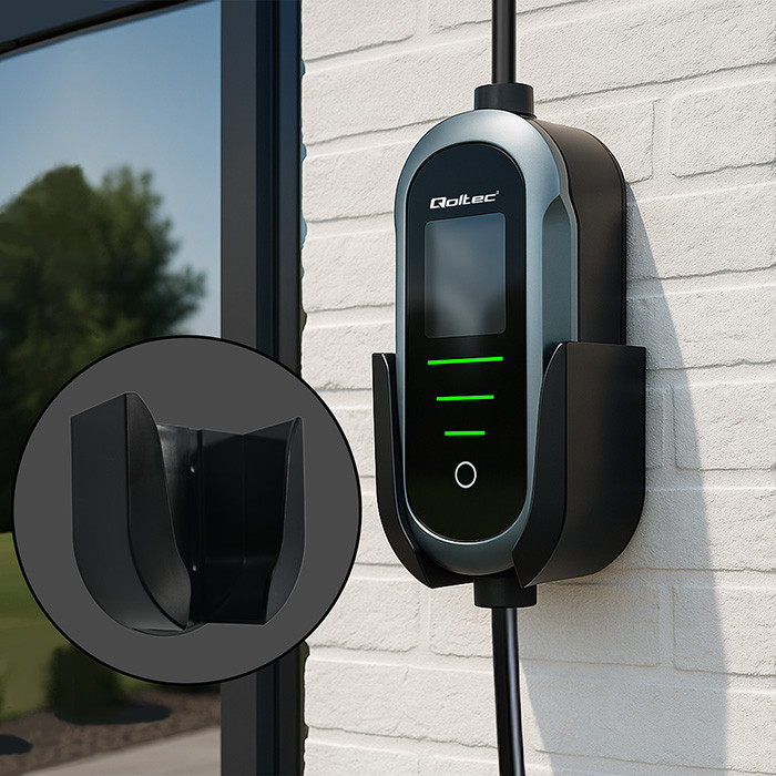 Qoltec Mobile EV Electric Car Charger with 2in1 Type 2 Adjustment | 22kW | 400V | CEE 32A | Wi-fi | TUYA | SMART LIFE | LCD | Portable | 7m