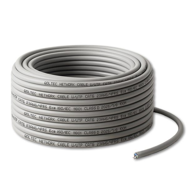 Qoltec UTP-Patchkabelkabel | Kupfer Cu | CAT6 | Hochgeschwindigkeits-1Gb/s | LAN | 100m | Grau