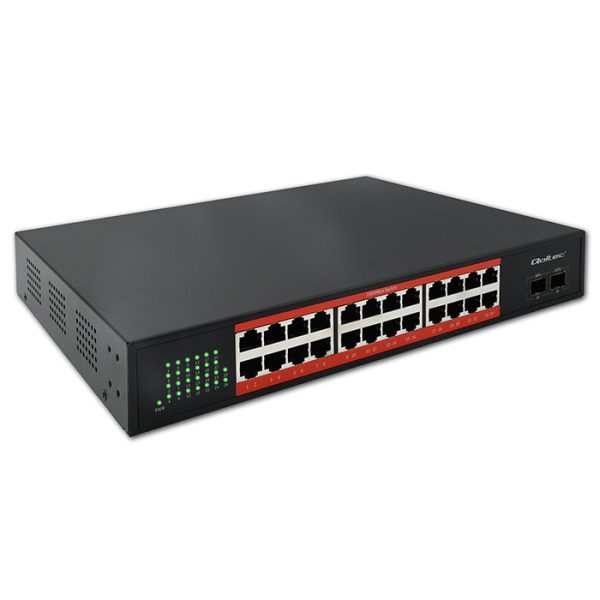Qoltec Gigabit Ethernet SWITCH | 24x RJ45 | 2x SFP | 1000 Mb/s
