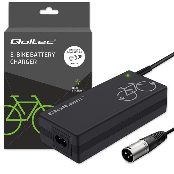 Qoltec E-Bike-Ladegerät 52615 | 36V | 42V | 2A | 18mm