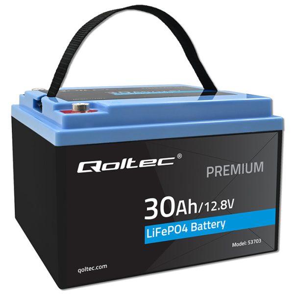 Qoltec LiFePO4 Lithium-Eisenphosphat-Batterie | 12.8V | 30Ah | 384Wh | BMS