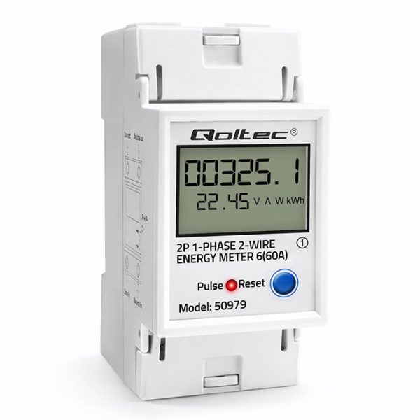 Qoltec DIN-Energiezähler 50979 | 230V | 60A | LCD | 2P