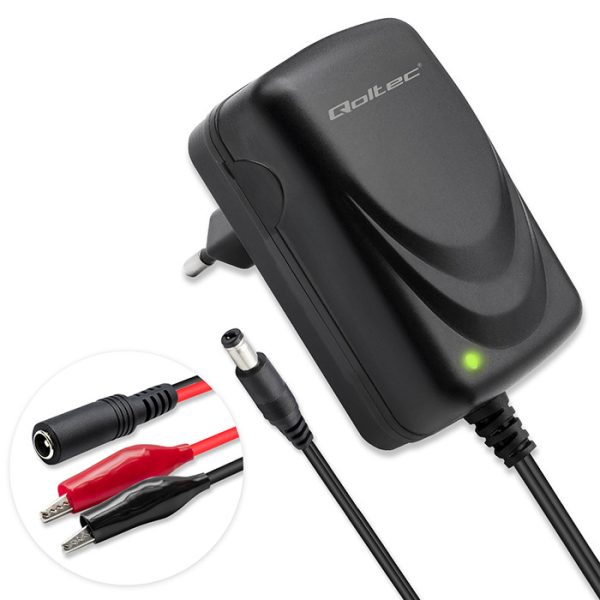 Qoltec Batterieladegerät mit Reparaturfunktion 52660 | 6V | 12V | 6W | 1.8m | 5.5x2.1