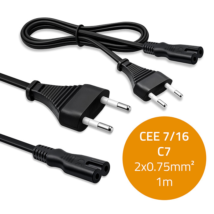 Qoltec Netzkabel 54628 | 1m | 2x0.75mm²