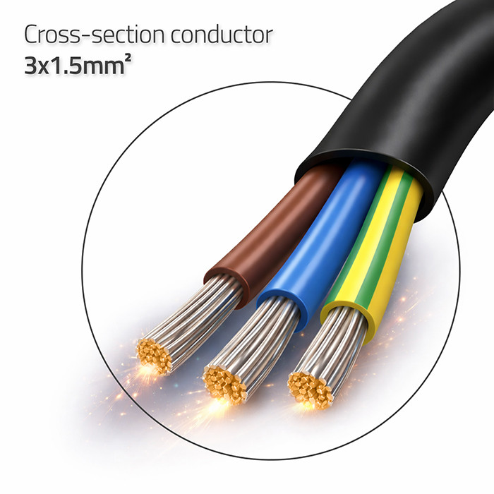 Qoltec Netzkabel 54613 | 5 m | 3x1.50 mm²