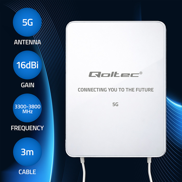 Qoltec LTE-Antenne 57064 | 16dBi | 3800MHz | 3m | 3300-3800MHz