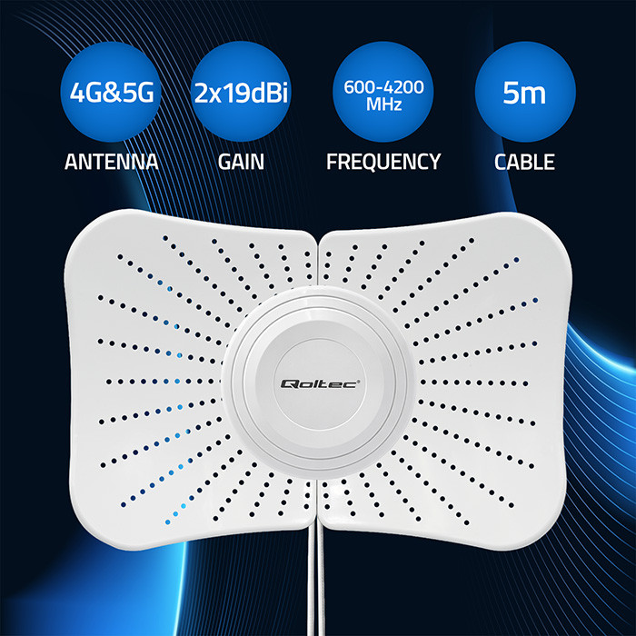 Qoltec LTE-Antenne 57063 | 2700 MHz | 4200 MHz | 5m | 2x19dBi