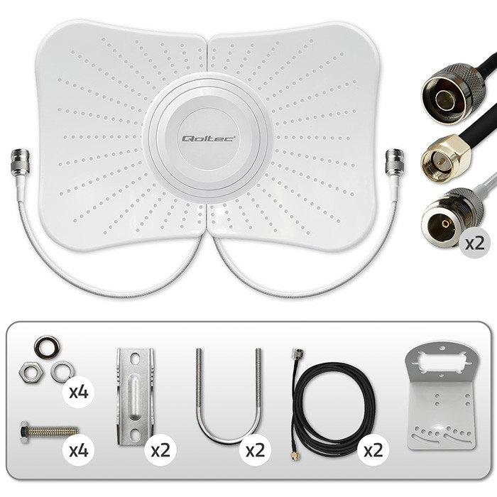 Qoltec LTE-Antenne 57063 | 2700 MHz | 4200 MHz | 5m | 2x19dBi