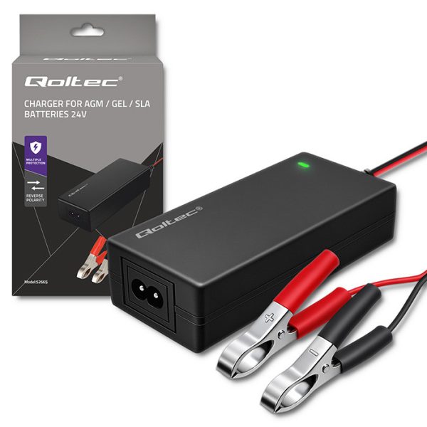 Qoltec Batterieladegerät mit Reparaturfunktion 52665 | 24V | 2A | 48W | 1.8m