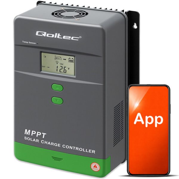 Qoltec Solarladeregler MPPT mit Temperatursensor 50A | 12V / 24V | LCD | Bluetooth | APP | GEL | LiFePO4
