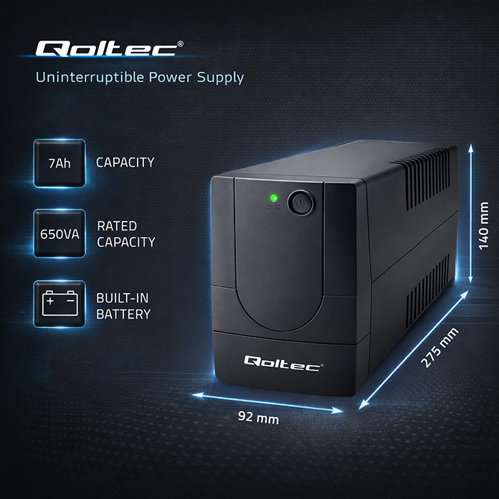 Qoltec Line-Interactive-USV Monolith 53772 | 650VA | 360W