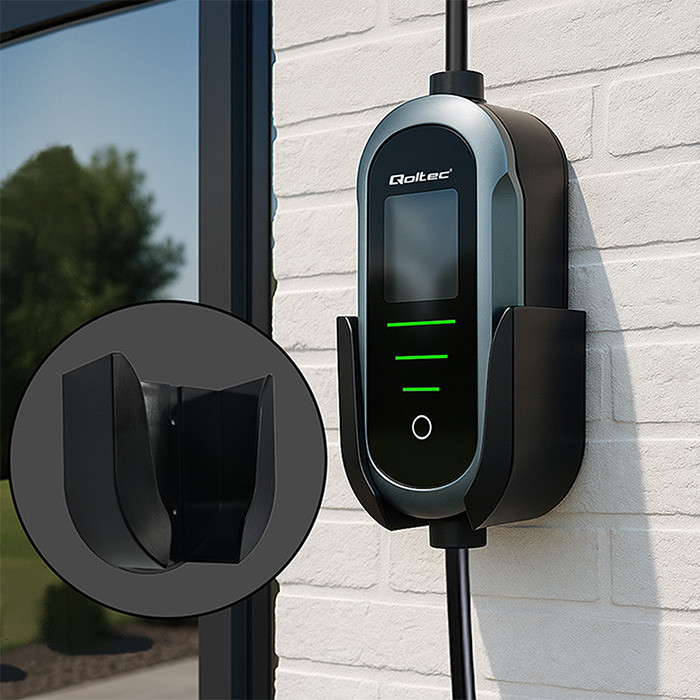 Qoltec Typ-2-EV-Ladegerät 52435 | 3.5kW | 230V | 16A | 5m | SCHUKO 16A | LCD