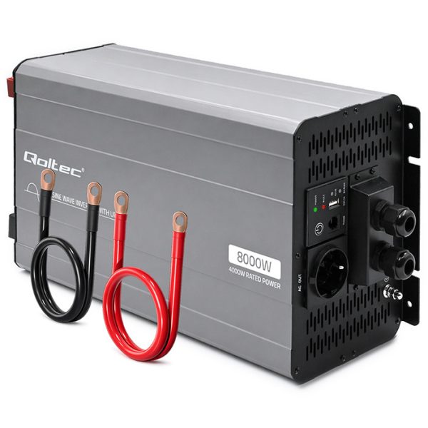 Qoltec Reiner-Sinus-Wechselrichter 52699 | 12V | 230V | 8000W | 4000/8000W | USB