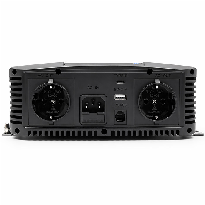 Qoltec Pure Sine Wave Inverter | 12V to 230V | 2000/4000W | UPS BYPASS | LCD | USB | USB-C | Compatible with LiFePO4 GEL AGM