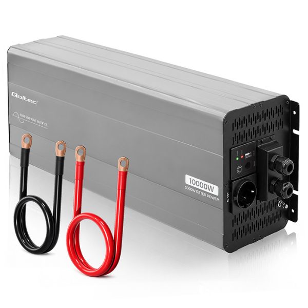 Qoltec Reiner-Sinus-Wechselrichter 52695 | 24V | 230V | 10000W | 5000/10000W | USB