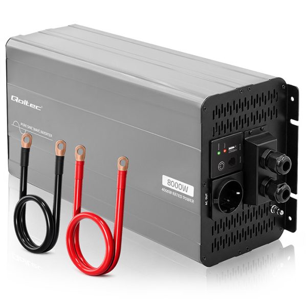 Qoltec Reiner-Sinus-Wechselrichter 52694 | 12V | 230V | 8000W | 4000/8000W | USB