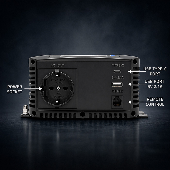 Qoltec Reiner-Sinus-Wechselrichter 52687 | 12V | 230V | 600W | 300/600W | LCD | USB