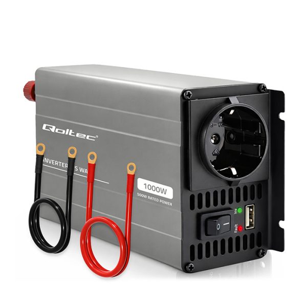 Qoltec Modifizierter-Sinus-Wechselrichter 52681 | 12V | 230V | 1000W | 500/1000W | USB