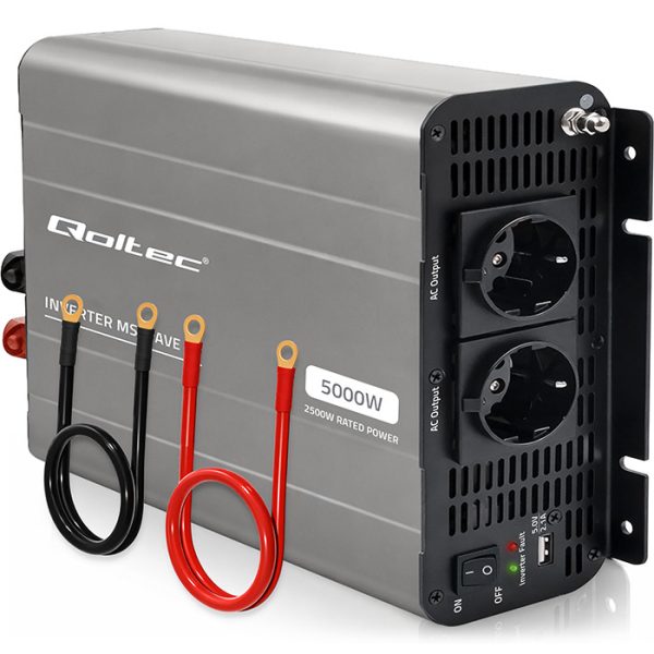 Qoltec Modifizierter-Sinus-Wechselrichter 52685 | 12V | 230V | 5000W | 2500/5000W | USB