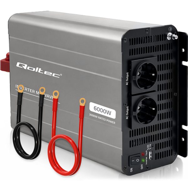 Qoltec Modifizierter-Sinus-Wechselrichter 52686 | 12V | 230V | 6000W | 3000/6000W | USB