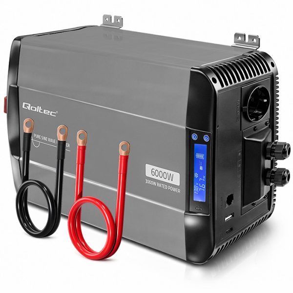 Qoltec Reiner-Sinus-Wechselrichter 52693 | 12V | 230V | 6000W | 3000/6000W | LCD | USB