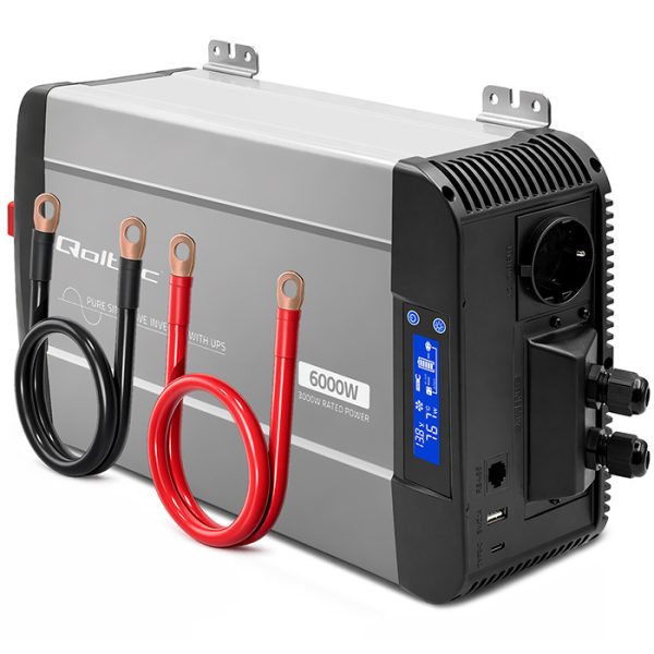 Qoltec Reiner-Sinus-Wechselrichter 52698 | 12V | 230V | 6000W | 3000/6000W | USB