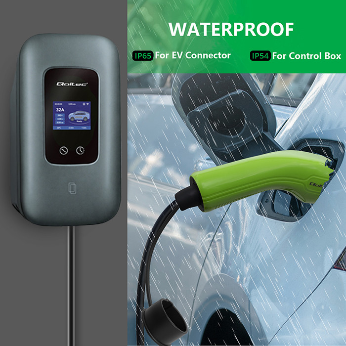 Qoltec Typ-2-EV-Ladegerät 52723 | 22kW | 32A | 5m | 3 phases | LCD