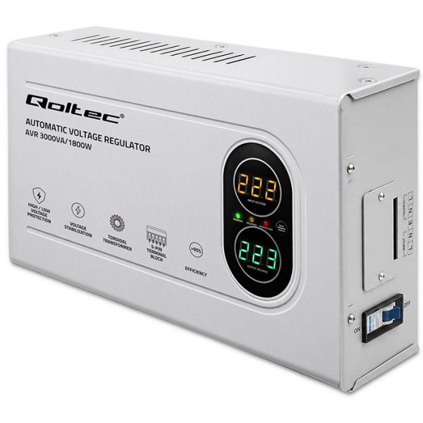 Qoltec AVR-Spannungsstabilisator 50450 | 3000VA | 1800W