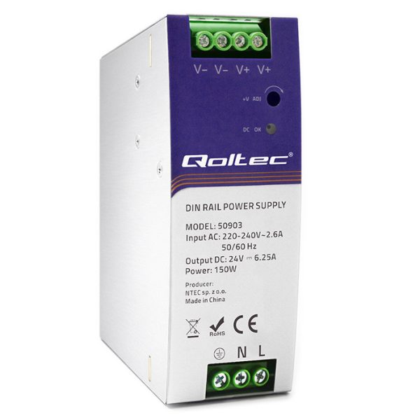 Qoltec DIN-Schienen-Netzteil 50903 | 150W | 24V | 6.25A