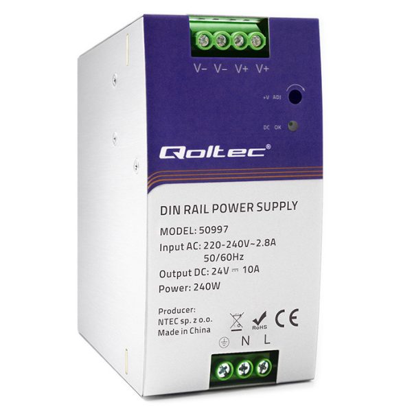 Qoltec DIN-Schienen-Netzteil 50997 | 240W | 24V | 10A