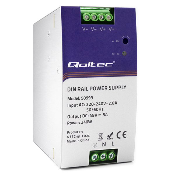Qoltec DIN-Schienen-Netzteil 50999 | 240W | 48V | 5A