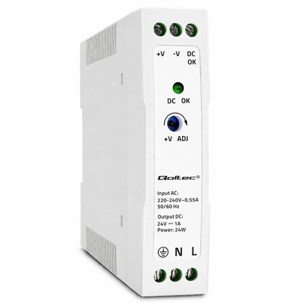 Qoltec DIN-Schienen-Netzteil 50909 | 24W | 24V | 1A | Weiß