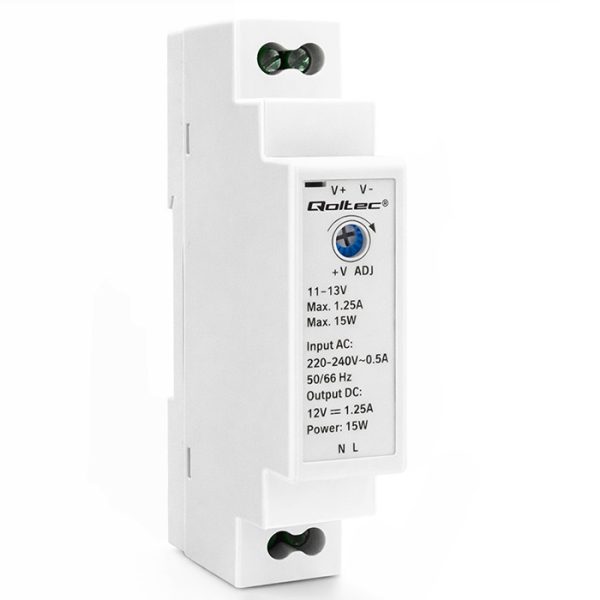 Qoltec DIN-Schienen-Netzteil 50916 | 15W | 12V | 1.25A | Grau