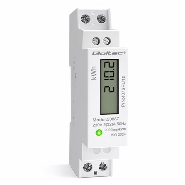 Qoltec DIN-Energiezähler 50887 | 230V | LCD | 1P