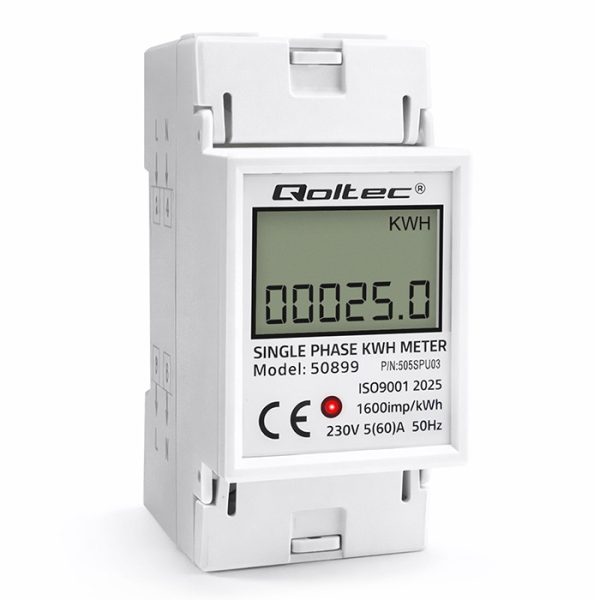 Qoltec DIN-Energiezähler 50899 | 230 V | LCD | 2P