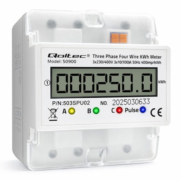 Qoltec DIN-Energiezähler 50900 | 400V | LCD | 4P