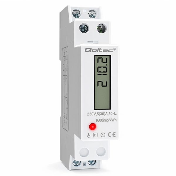 Qoltec DIN-Energiezähler 50993 | 230V | 30A | LCD | 1P