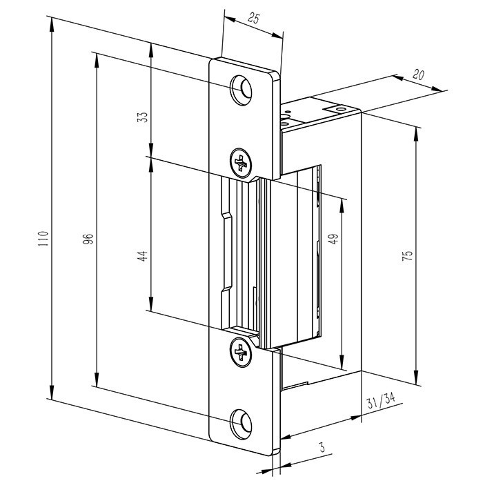 Qoltec Reverse electric strike | 12V | Stainless steel