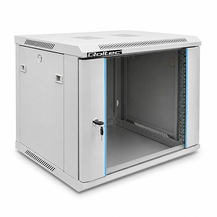 Qoltec 19-Zoll-Netzwerkschrank 54484 | 9U | 600 x 500 x 450 | Grau
